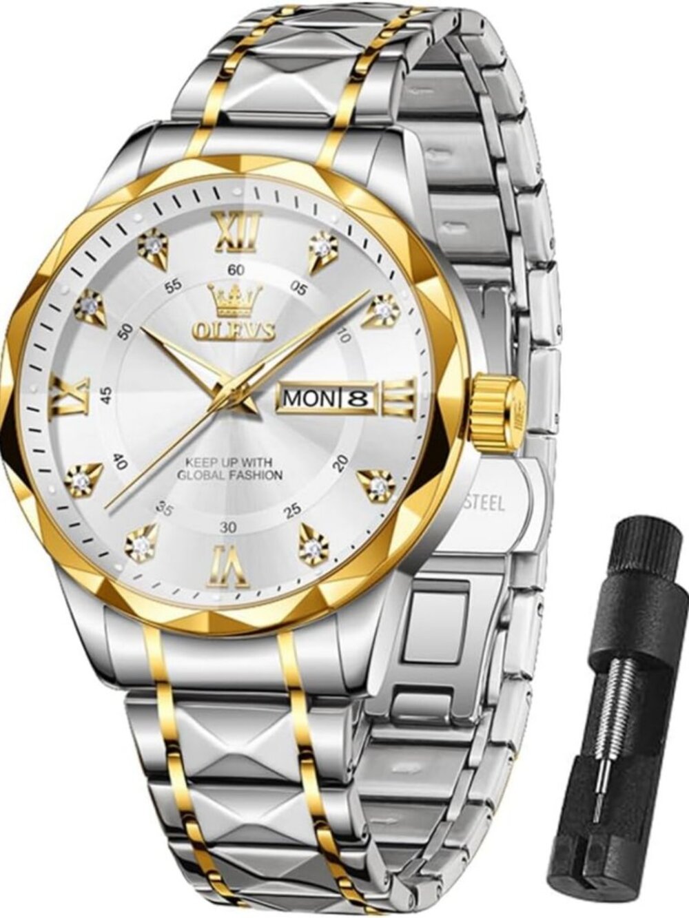 OLEVS Watch Men Luxury Waterproof Classic Diamond Watches for Men Dress Big Face